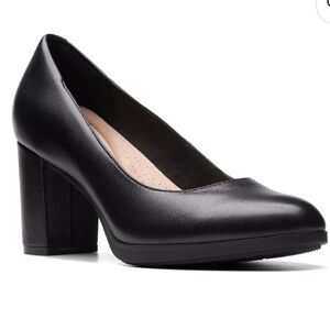 Clarks Bayla Skip Black Leather Women's Pumps Nwt Size 8W